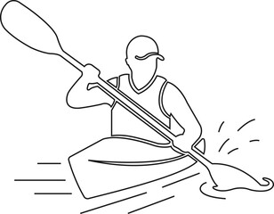 Canoe kayak kayaking paddle rower water sport icon in black flat and line style editable outdoor activity elements isolated on transparent background vector symbol © Asia