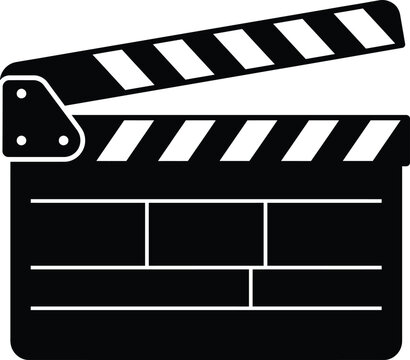 Film clapboard silhouette vector. Movie slate vector icon