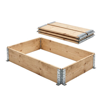 Collapsible Wooden Logistics Pallet Collar Isolated On Transparent Background PNG