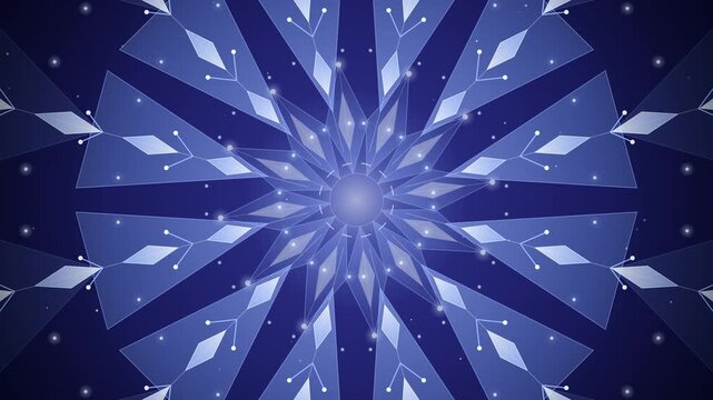 Ice Crystal Kaleidoscope Seamless Loop in Blue and Violet