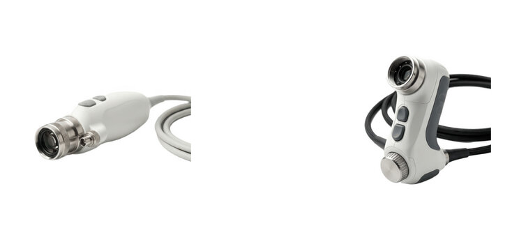 Isolated transparent clipart of laparoscopic camera head and light