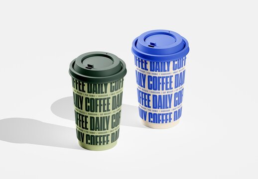 Short 2 Coffee Cups Mockup For Branding And Merchandise Design