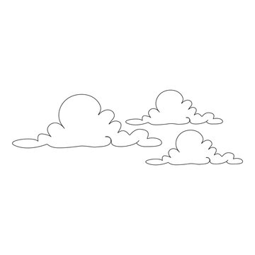 Fluffy Clouds Set Line Art Vector Illustration in AI EPS SVG PNG