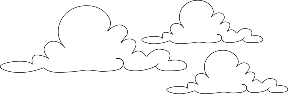 Fluffy Clouds Set Line Art Vector Illustration in AI EPS SVG PNG