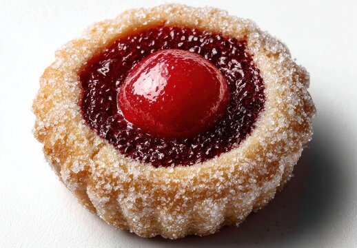 Sweet Cherry Tart with Red Glaze and Sugar Crystal Decoration