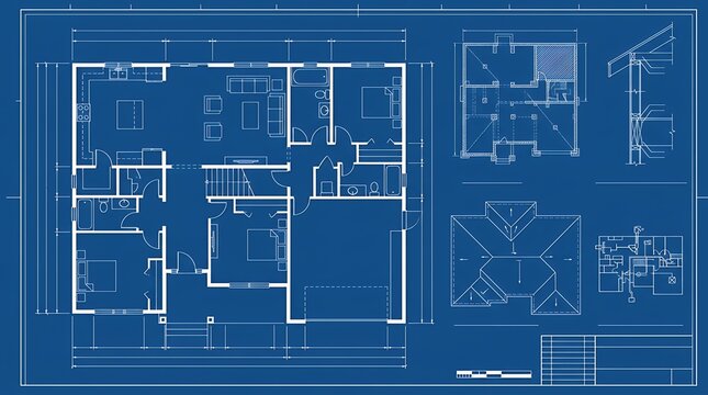 Architectural floor plan blueprint technical drawing showing detailed residential building layout room dimensions engineering schematics structural foundation design and interior project specs