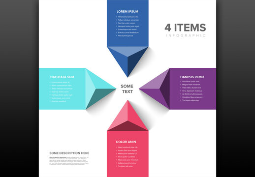 Four Steps Business Infographic Template with 3D Arrows