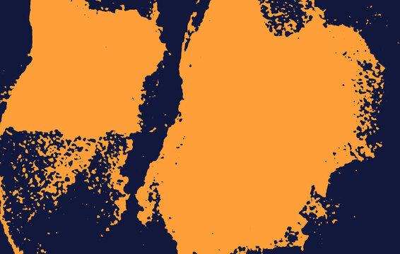 Abstract orange paint brush strokes on dark blue background, artistic textured design element