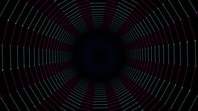 Abstract Neon Cyber Tunnel Grid Loop Seamless Loop with #ff0055 sol...