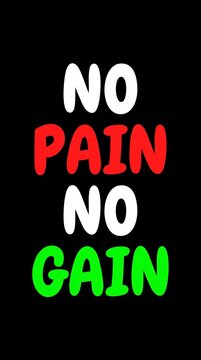 No pain no gain fitness typography slogan design on black background