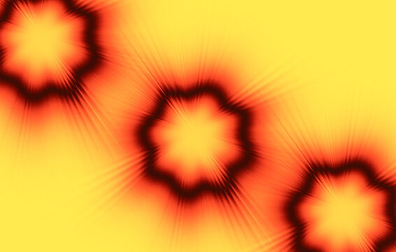 Abstract background with three glowing starshaped sunburst patterns in shades of yellow and orange, creating a vibrant and energetic radial light effect