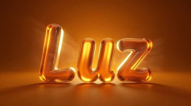 Luz em letras transl&uacute;cidas e luminosas sobre fundo &acirc;mbar