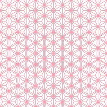 Seamless asanoha hemp leaf geometric pattern in sakura pink