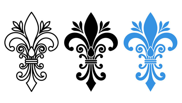 Fleur de lis set vector heraldic royal ornament design