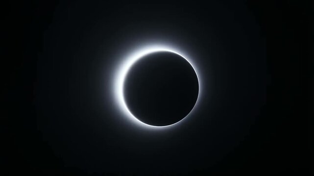 Solar Eclipse Glowing With Elegant Midnight Light Effect in Dark Night Sky Celestial Astronomy Photography Backdrop