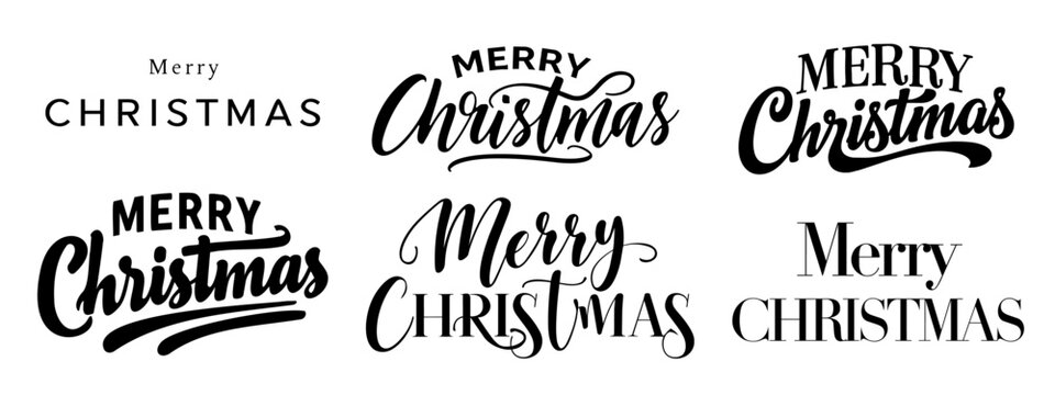 Halloween template vector design set collection - Merry Christmas black text font typography, isolated background