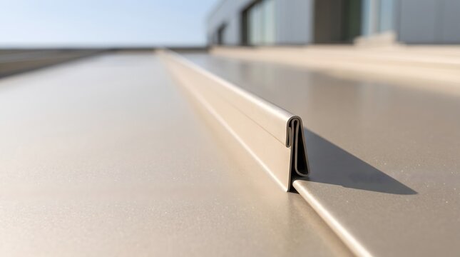 roof, seam, metal, construction, macro, detail, joint, fold, surface, architecture, exterior, building, steel, aluminum, modern, industrial, structure, overlapping, connection, grey, beige, sky, outdo