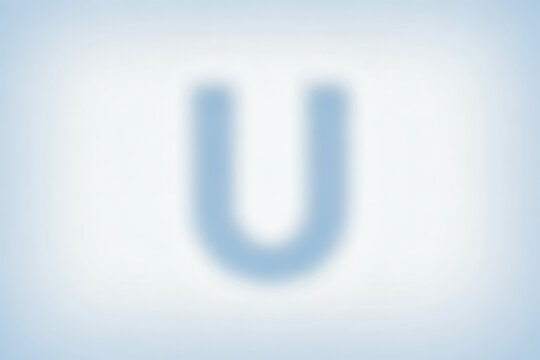 Single blue letter U shape with soft focus against a pale blue gradient background isolated on transparent background