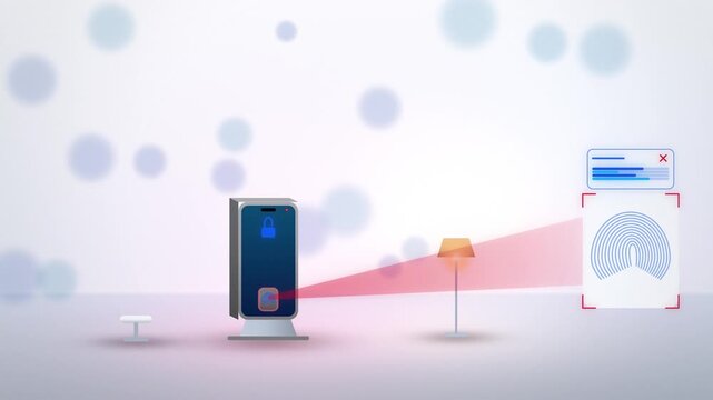 Blue fingerprint scanner smartphone unlock access granted full scene