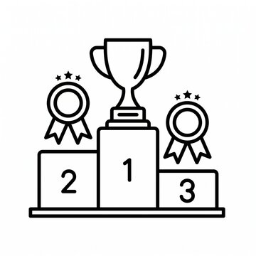 Podium icon with trophy and medals for first second third place