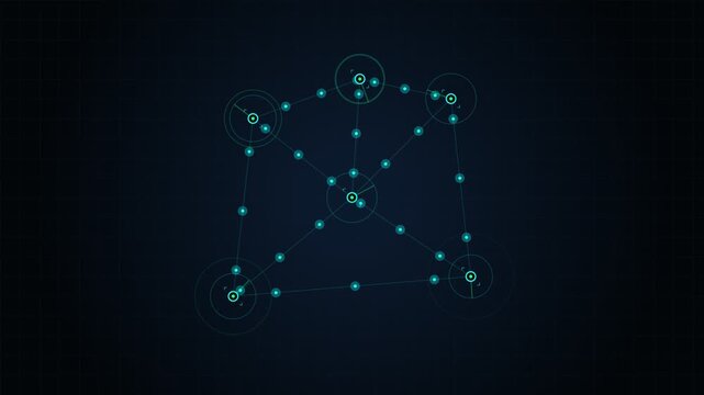 Abstract connection nodes and lines forming a geometric network pattern