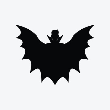 Vampire bat transforming or flying vampire cape silhouette for halloween vector graphic
