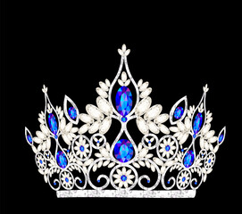tiara crown women's wedding with a blue stone © Gregory