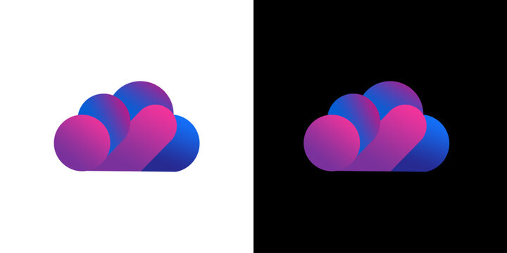 Abstract cloud logo in vibrant purple and blue gradient, symbolizing digital data storage, cloud computing, and modern online connectivity solutions