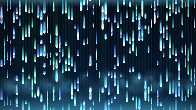 Digital Waterfall of Glowing Data Streams Cascading