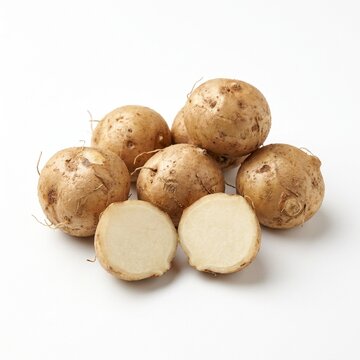 Fresh Jicama Mexican Turnip Isolated on White Background