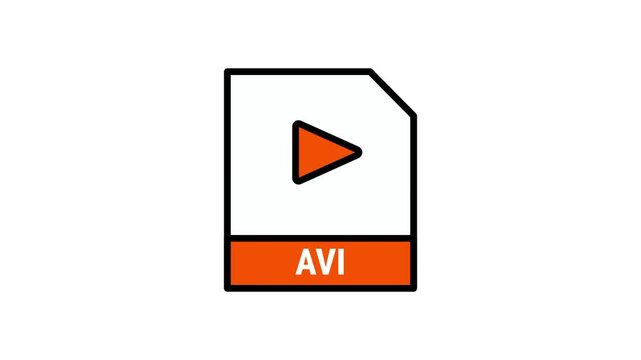 AVI video file icon with an orange play triangle and an orange label on a white background, ideal for movie clips, video editors, and media libraries