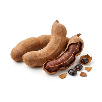Sweet and Sour Tamarind Fruit Isolated on White Background