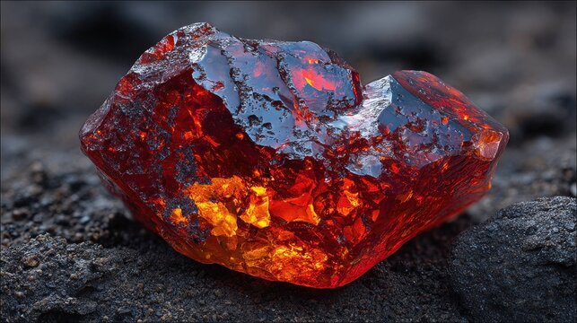 Fiery Fire Opal Gemstone with Internal Red and Orange Flashes Displaying Intense Natural Beauty
