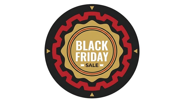 Black friday sale label with decorative border on a white background