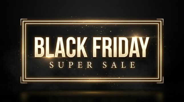 Golden black friday label with typography on a dark background