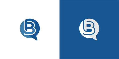 Letter B speech bubble logo in blue and white. © adniluy