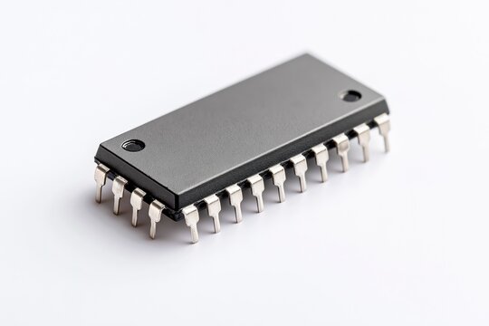 Black Integrated Circuit with Silver Pins