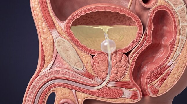 3D Enlarged Prostate BPH Urinary Retention and Catheter
