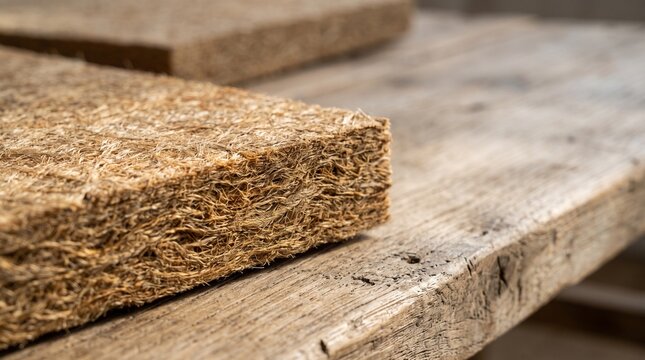 Close detail of a natural jute acoustic panel