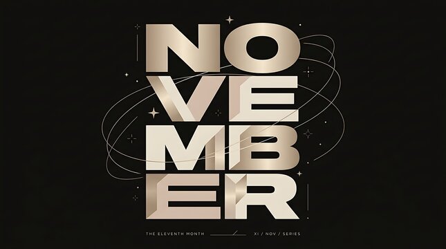 Black friday typography design with golden no vember text on a dark background