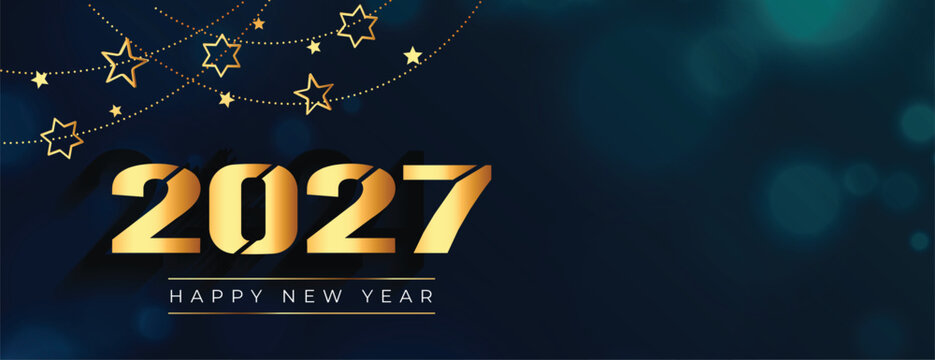 Futuristic new year 2027 celebration with digital circuit board background