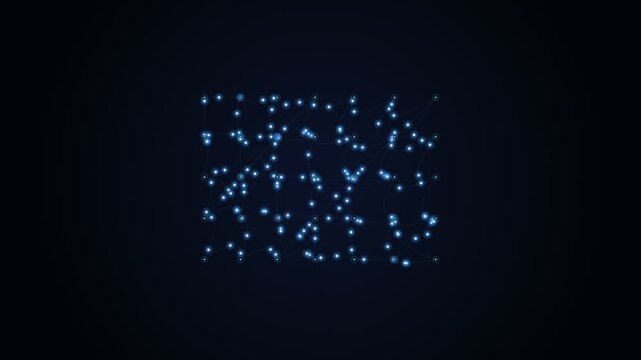 Glowing blue digital data points arranged in a rectangular grid pattern