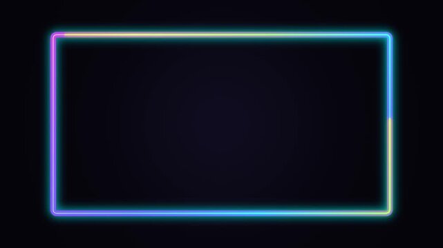 Abstract Multicolor Neon Light Frame Overlay