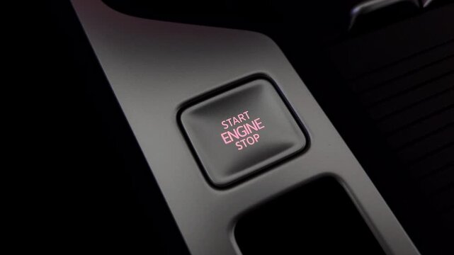 Start stop engine button. Modern transport and technology