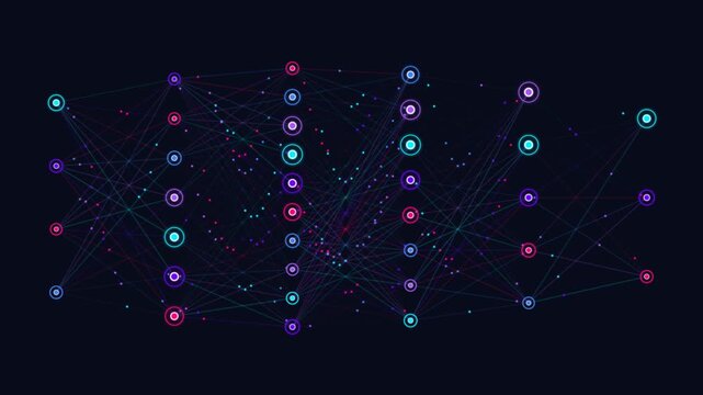 Neural network artificial intelligence model diagram with interconnected digital nodes a visual representation of an structure featuring and connections for machine learning