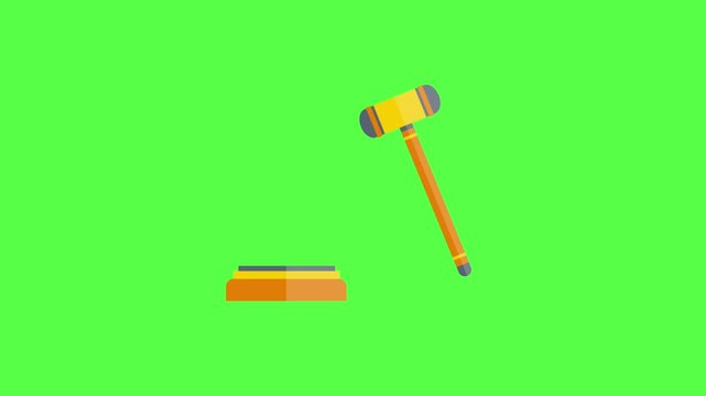 Vector animation of a judge's gavel striking a sounding block