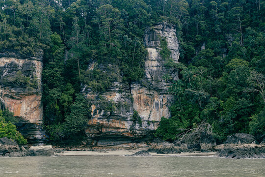 Limestone cliff beside the river at Bako National Park