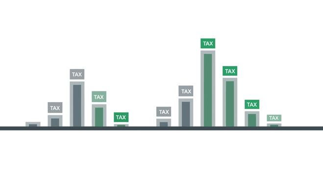 Minimalist Tax Growth Bar Chart Infographic on White Background