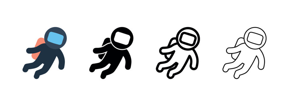 Astronaut Spacewalking Icon Set for Science and Space Exploration