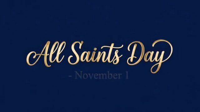All Saints Day November 1 Elegant Gold Script on Purple Evening Sky 4K
